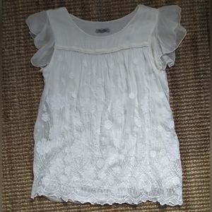 Elena Baldi made in Italy silk blend embroidered boho-style blouse.